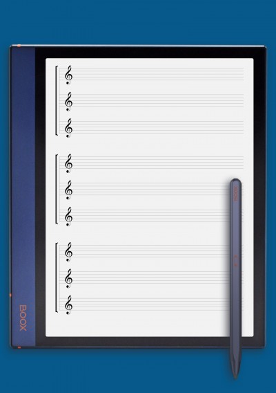 Choir – SSA (Soprano, Soprano, Alto) Staff Template template for BOOX Note
