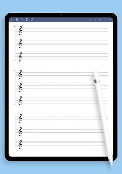Choir – SSA (Soprano, Soprano, Alto) Staff Template template for GoodNotes