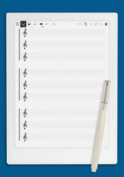 Choir – SSA (Soprano, Soprano, Alto) Staff Template template for Supernote
