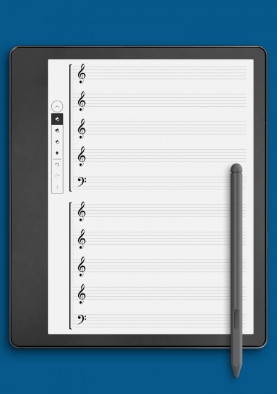 Choir – SSATB (Soprano I, II, Alto, Tenor, Bass) Staff Template template for Kindle Scribe