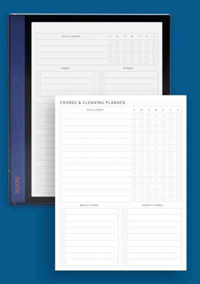 Chores &amp; Cleaning Planner Two Page Template for BOOX Note Air
