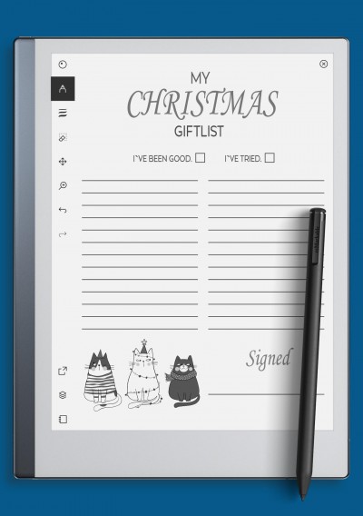 reMarkable Christmas Gift List With Funny Cats Template