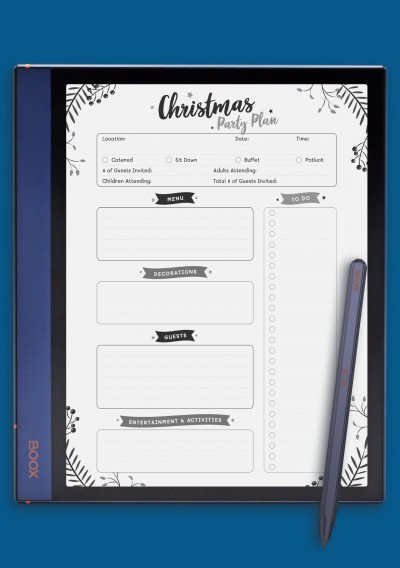 Christmas Party Plan Template for BOOX Note