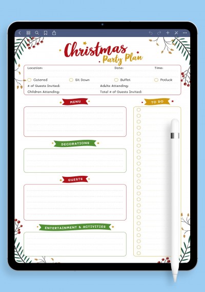 Christmas Party Plan Template for iPad & Android