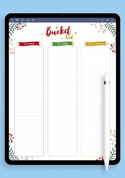 Christmas Style - Bucket List Template for GoodNotes