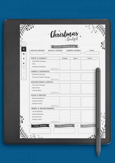 Christmas Style - Christmas Budget Template for Kindle Scribe