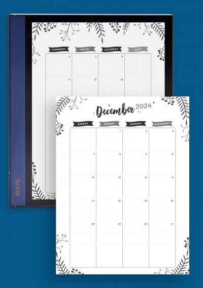 Christmas Style - December Calendar Template for BOOX Note