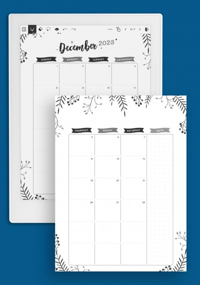 Christmas Style - December Calendar Template for Supernote