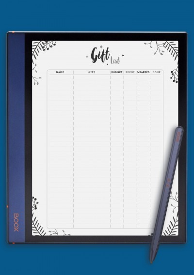 Christmas Style - Gift List Template for BOOX Note