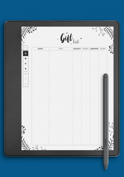 Christmas Style - Gift List Template for Kindle Scribe