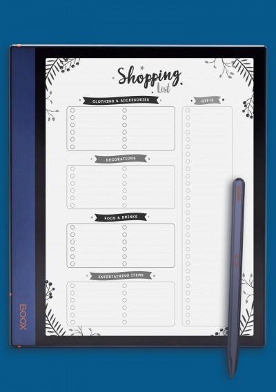 Christmas Style - Shopping List Template for BOOX Note