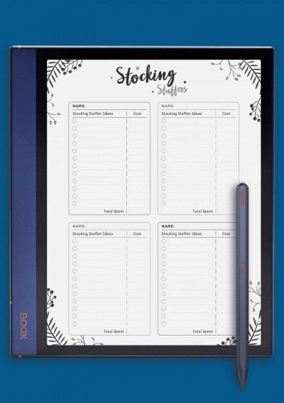 Christmas Style - Stocking Stuffers Template for BOOX Note