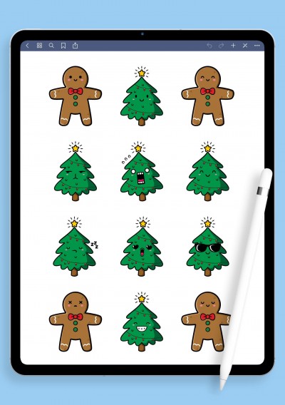 Christmas Trees and Gingerbread Man Sticker Pack for iPad