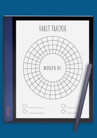 Circular Monthly Habit Tracker Template for BOOX Note