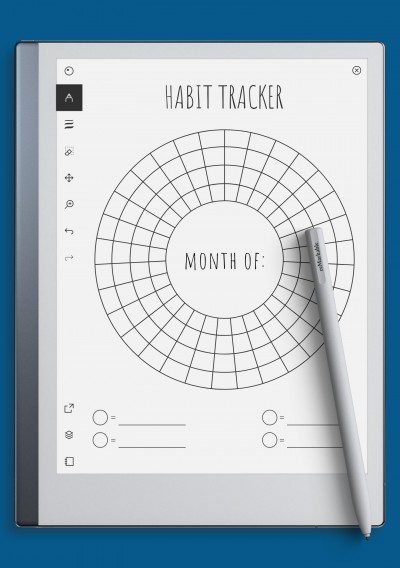 reMarkable Circular Monthly Habit Tracker Template