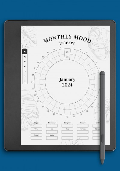 Circular Mood Tracker Template template for Kindle Scribe