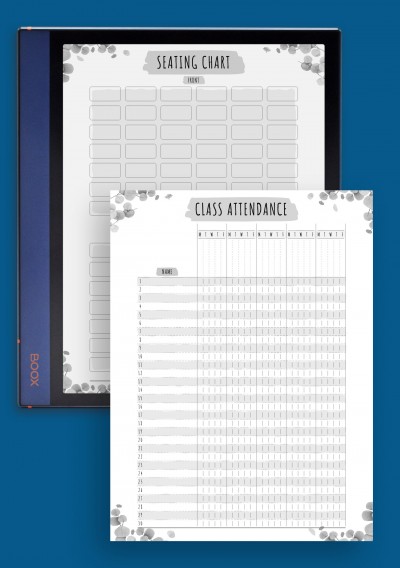 Class Attendance &amp; Seating Chart - Floral Style template for BOOX Note