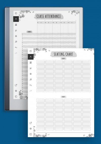 reMarkable Template Class Attendance &amp; Seating Chart - Floral Style