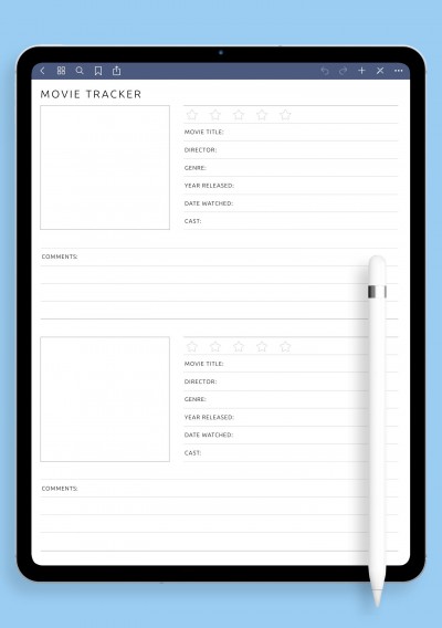 Classic Movie Tracker Template for iPad
