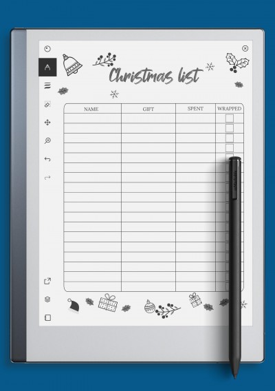 reMarkable Classic White Christmas List Template