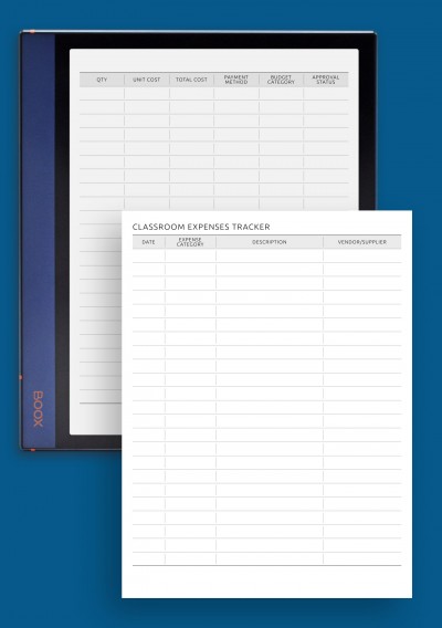 Classroom Expenses Tracker Template for BOOX Note