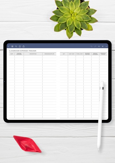 Classroom Expenses Tracker template for GoodNotes