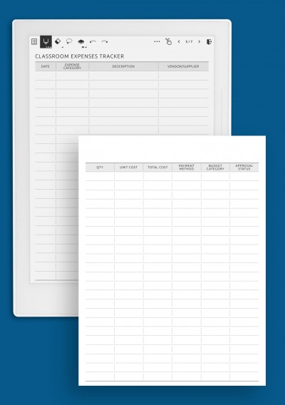 Classroom Expenses Tracker Template for Supernote