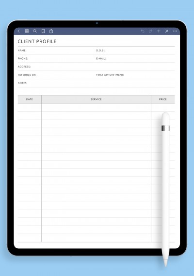 Client Profile Template for Notability