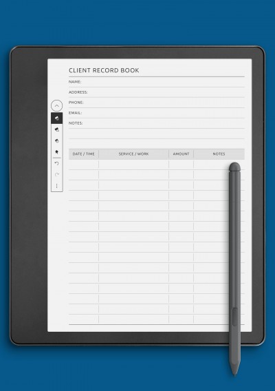 Client Record Book Template for Kindle Scribe