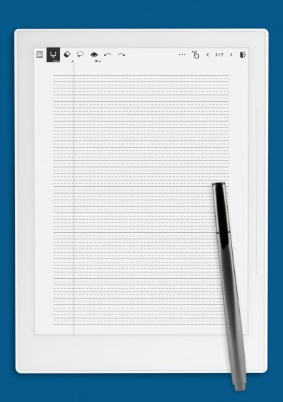 College Ruled with dashed center guide line - Gray lines template for Supernote