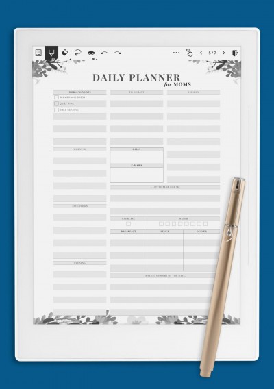 Daily Planner for Moms Template for Supernote A5X