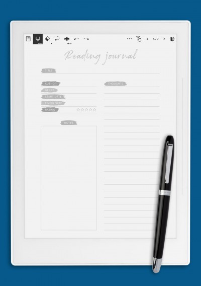 Reading Journal Template for Supernote