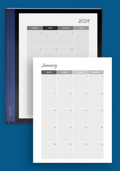 BOOX Note Air monthly calendar template