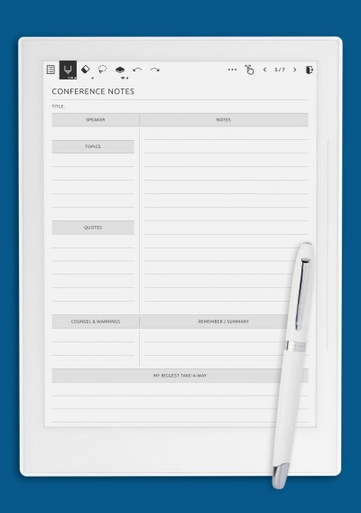 Supernote Conference Notes Template