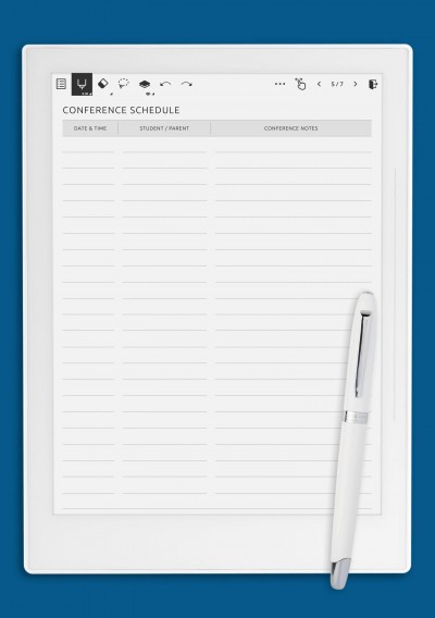 Supernote A6X Conference Schedule Template