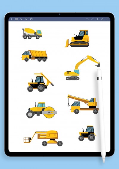Construction Site Machines Sticker Pack for iPad