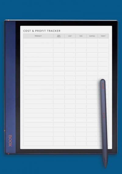 BOOX Note Cost &amp; Profit Tracker Template