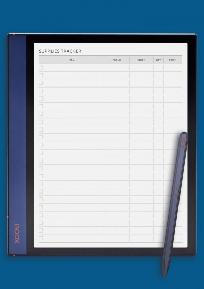 Course Supplies Tracker Template for BOOX Note