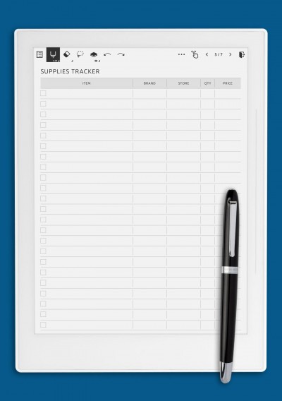 Supernote A5X Course Supplies Tracker Template
