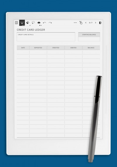 Supernote A5X Credit Card Ledger Template