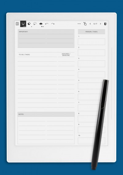 Current Tasks Template for Supernote A5X