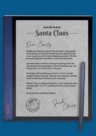 Customizable Letter from Santa template for BOOX Note