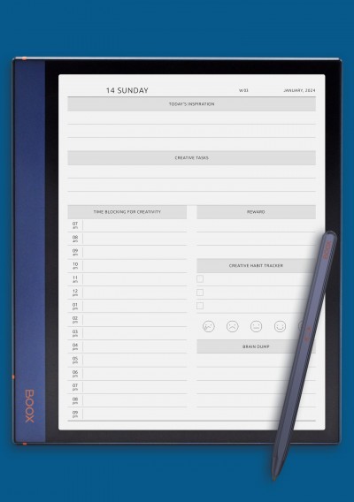 Daily ADHD Creative Flow Page Template for BOOX Note Air