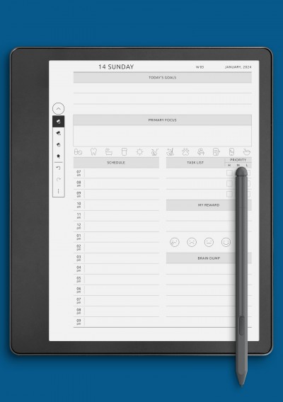 Daily ADHD-Friendly Planner template for Kindle Scribe