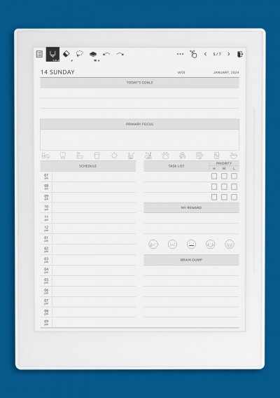 Daily ADHD-Friendly Planner template for Supernote