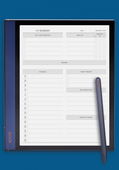 BOOX Note Air Daily ADHD Wellness Page Template