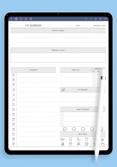 Daily ADHL Goals template for GoodNotes
