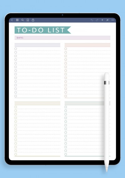 Daily To Do List - Casual Style Template for iPad