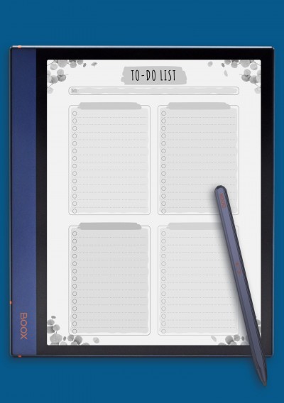 Daily To Do List - Floral Style Template for BOOX Note