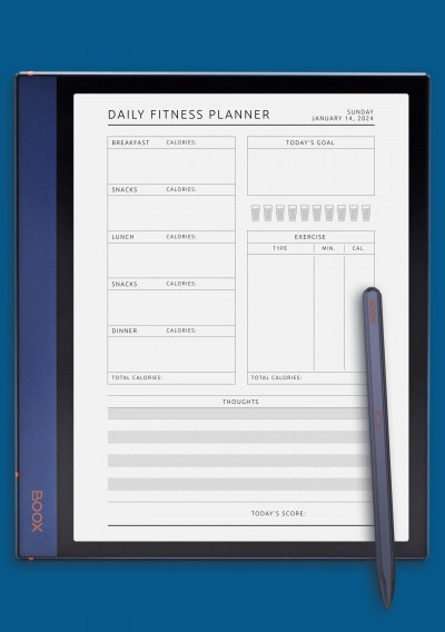Daily Fitness Planner Template for BOOX Note